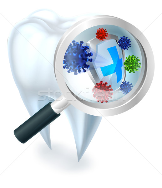 牙齒 菌 放大鏡 牙科 插圖 保護 商業照片 © Krisdog