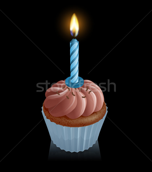 Chocolate fairy cake cupcake with birthday candle Stock photo © Krisdog