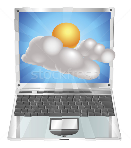 Vreme soare nor pictograma laptop afara ecran Imagine de stoc © Krisdog