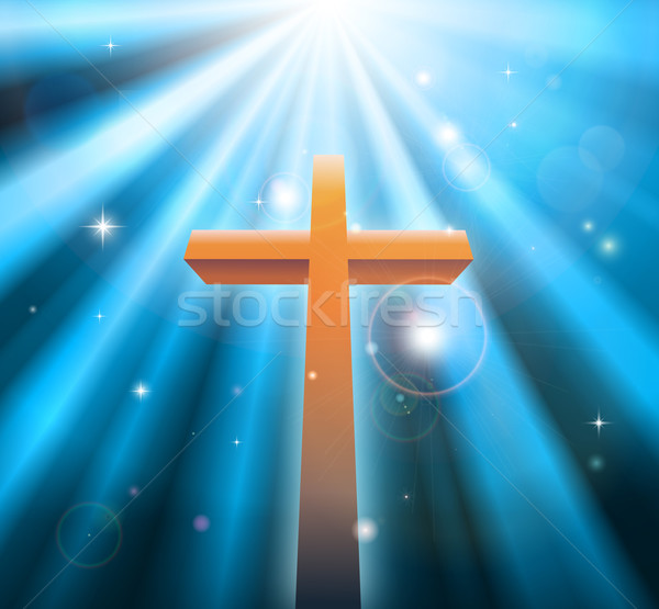 Stockfoto: Christelijke · godsdienst · kruis · kruisbeeld · licht · stralen