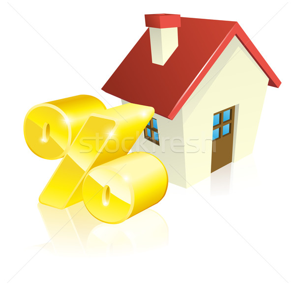 Huis percentage hypotheek goud procent teken Stockfoto © Krisdog