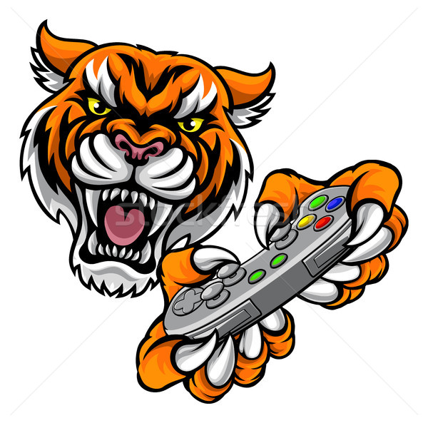 Tiger Gamer Player Mascot Stock photo © Krisdog
