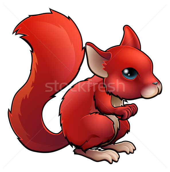 Czerwony cartoon wiewiórki ilustracja cute szczęśliwy Zdjęcia stock © Krisdog