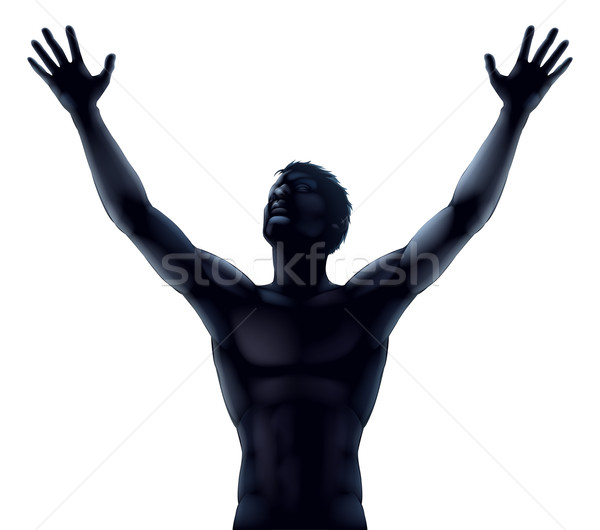 Man silhouette hands raised Stock photo © Krisdog