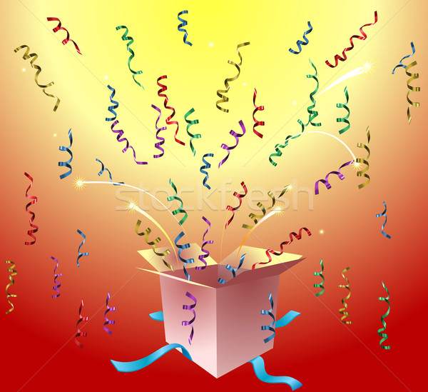 Ilustrare deschide cutie colorat confeti zi de naştere Imagine de stoc © Krisdog