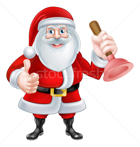 Cartoon Santa Holding a Plunger Stock photo © Krisdog