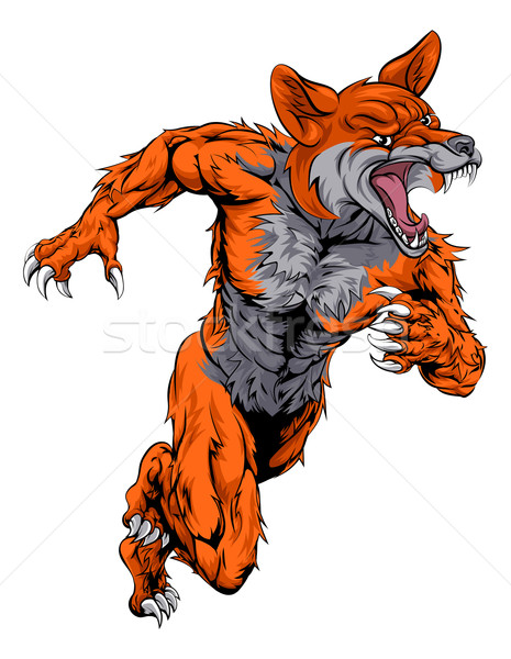 Fox sportowe maskotka uruchomiony ilustracja zwierząt Zdjęcia stock © Krisdog