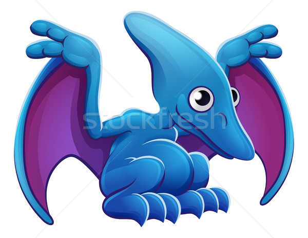 Cute mother pterodactyl care their eggs comic Vector Image