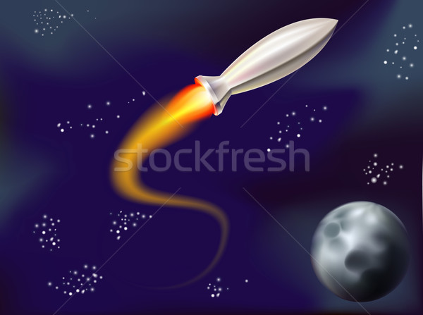 Сток-фото: ракета · пространстве · весело · иллюстрация · Flying · звезды
