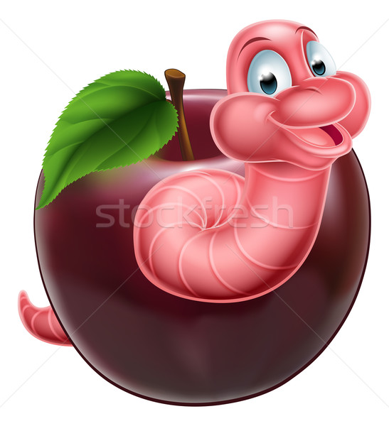 Cartoon Caterpillar Worm and Apple Stock photo © Krisdog