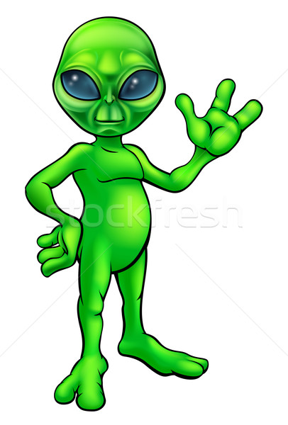Stock photo: Green Alien Cartoon
