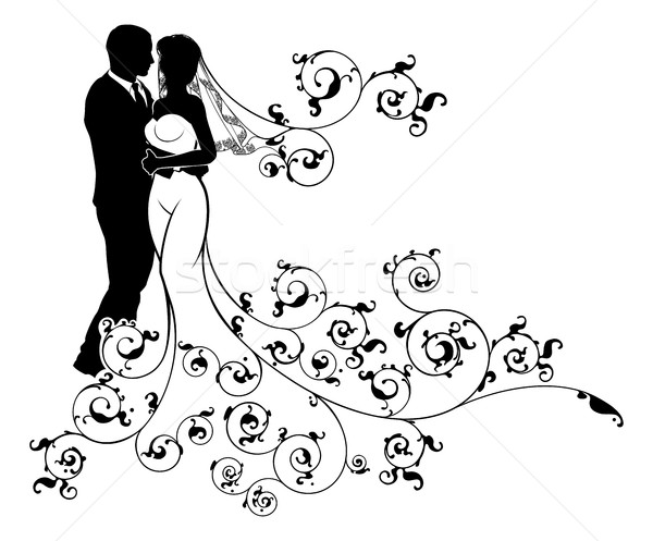 wedding couple silhouette clip art