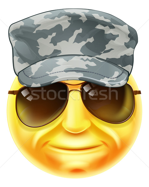 Soldat Emoticon Zeichen tragen cap Stock foto © Krisdog