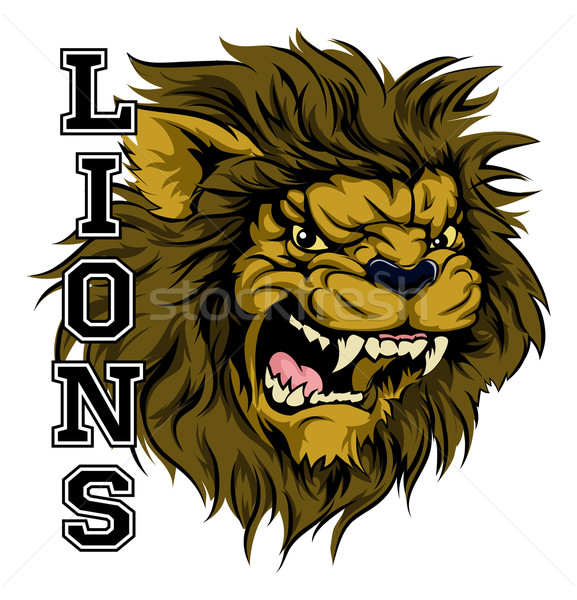 Sport mascotte illustration lion tête mot [[stock_photo]] © Krisdog