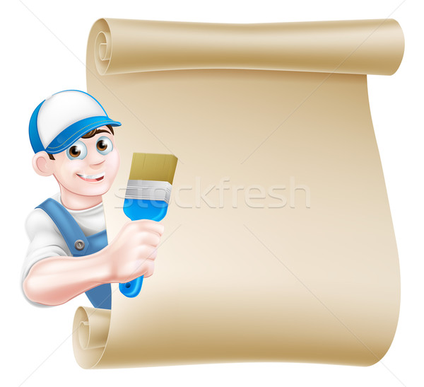 Cartoon Painter Decorator Sign Stock photo © Krisdog