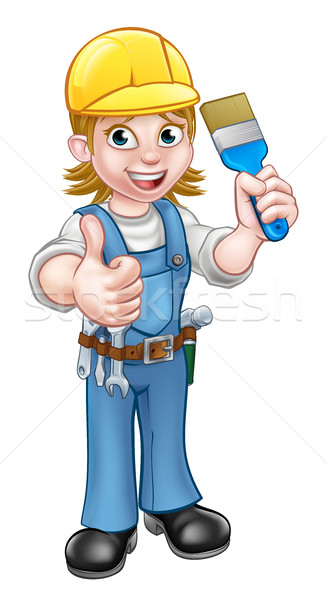 Woman Painter Decorator Cartoon Character Stock photo © Krisdog