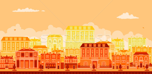 Urban avenue scene with smart townhouses Stock photo © Krisdog