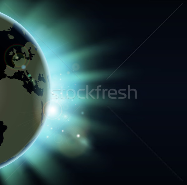 Föld fogyatkozás nap emelkedő világ földgömb Stock fotó © Krisdog