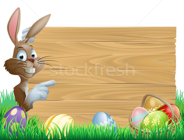 Easter Eggs Wooden Sign Stock photo © Krisdog