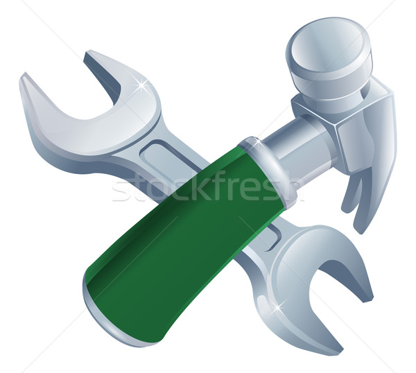 Crossed hammer and spanner tools Stock photo © Krisdog