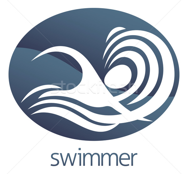 Schwimmer Kreis Illustration abstrakten Schwimmen Wellen Stock foto © Krisdog