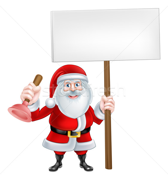 Cartoon Santa Plumber Sign Stock photo © Krisdog