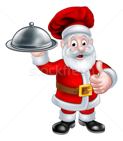 Santa Christmas Chef Holding Plate of Food Stock photo © Krisdog
