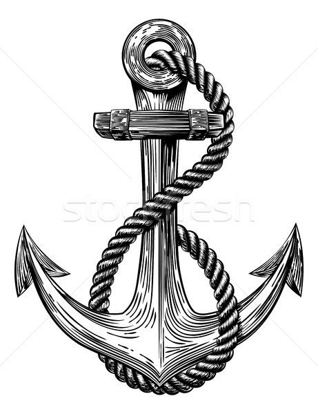 Anchor Vintage Woodcut Style Stock photo © Krisdog