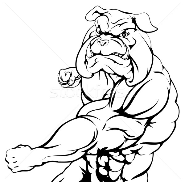 Zäh Bulldogge Zeichen muskuläre Sport Maskottchen Stock foto © Krisdog