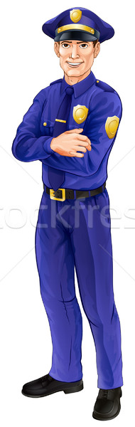 Policjant cartoon ilustracja szczęśliwy przystojny stałego Zdjęcia stock © Krisdog