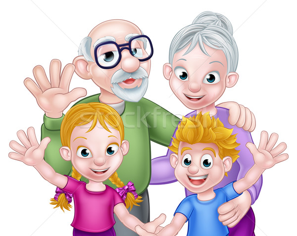 Cartoon Children and Grandparents Stock photo © Krisdog
