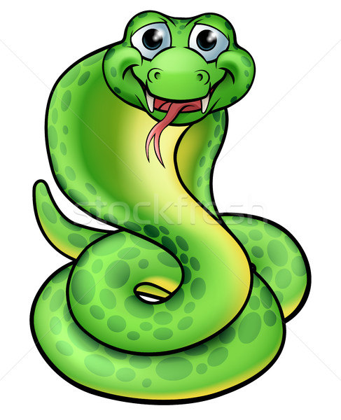 Freundlich Karikatur cobra Schlange grünen glücklich Stock foto © Krisdog