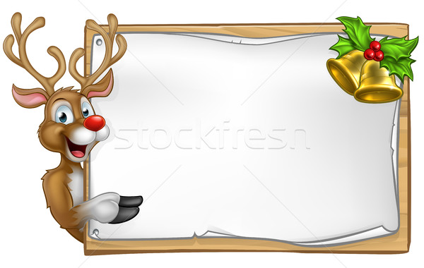 Christmas Santas Reindeer Cartoon Sign  Stock photo © Krisdog