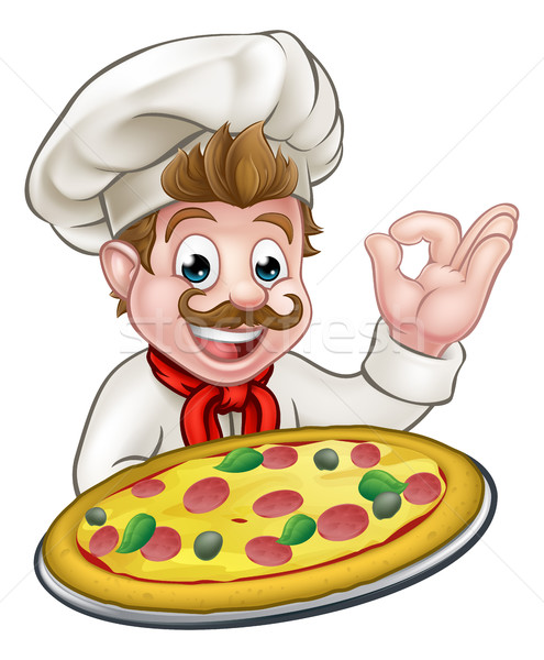 Chef Pizza Cartoon Character Mascot Stock photo © Krisdog