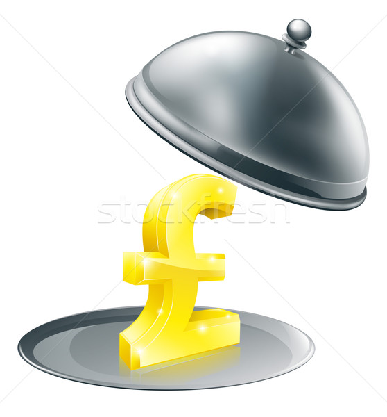 Pound on silver platter concept Stock photo © Krisdog