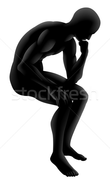 Denker Silhouette Mann Stil darstellen Intellekt Stock foto © Krisdog