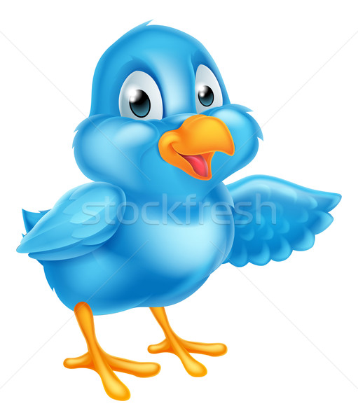 Cartoon pointant illustration cute oiseau personnage [[stock_photo]] © Krisdog