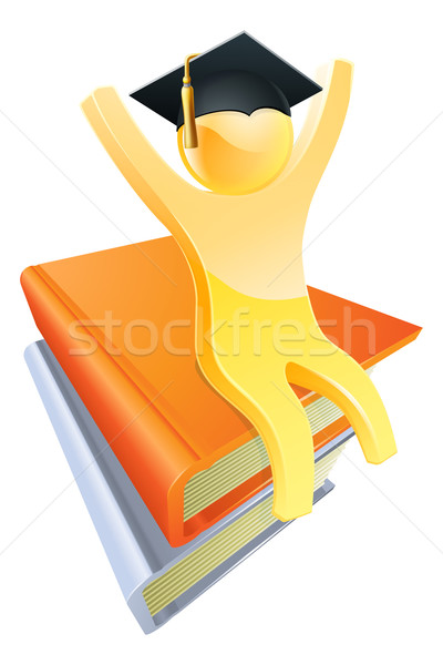 Stock photo: Graduate books gold person