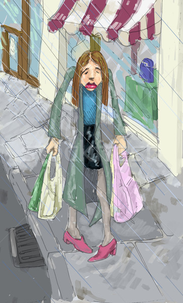 shopping in the rain illustration Stock photo © Krisdog