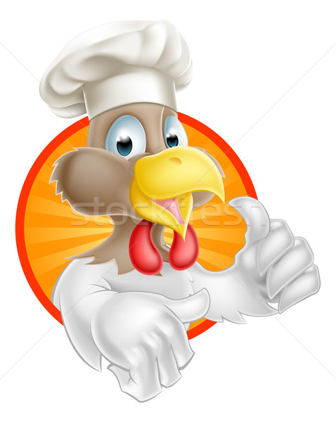 Tyúk szakács sapka kabala rajz visel szakács Stock fotó © Krisdog