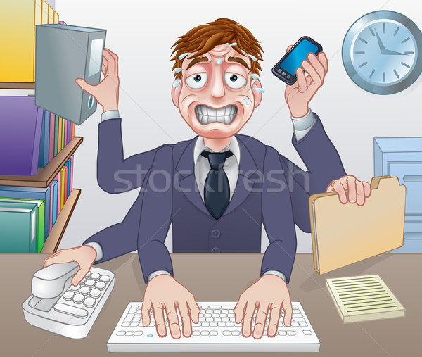 Stressed Overworked Multitasking Business Man Stock photo © Krisdog