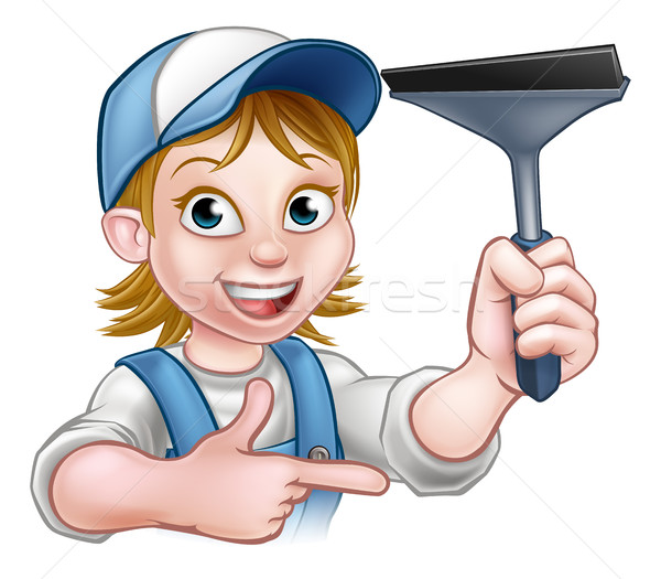 Woman Window Cleaner Cartoon Character Stock photo © Krisdog