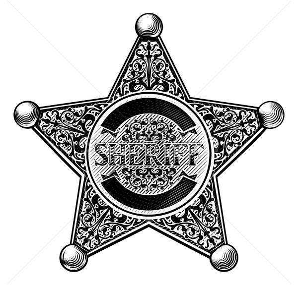западной шериф звездой Знак Cowboy Vintage Сток-фото © Krisdog
