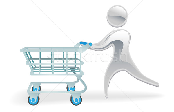 Metallic character shopping cart trolly concept Stock photo © Krisdog