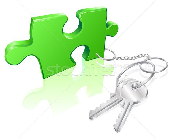 Schlüssel Problem angebracht Puzzle Stück Lösung Stock foto © Krisdog