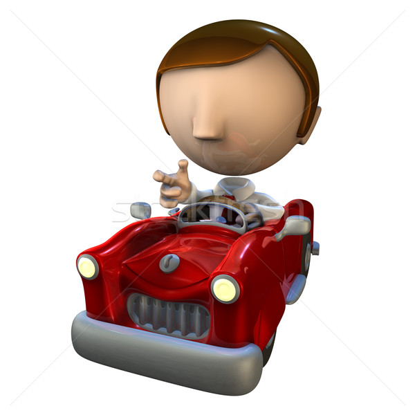 ストックフォト: 3D · ビジネスマン · 文字 · 赤 · 車 · 運転