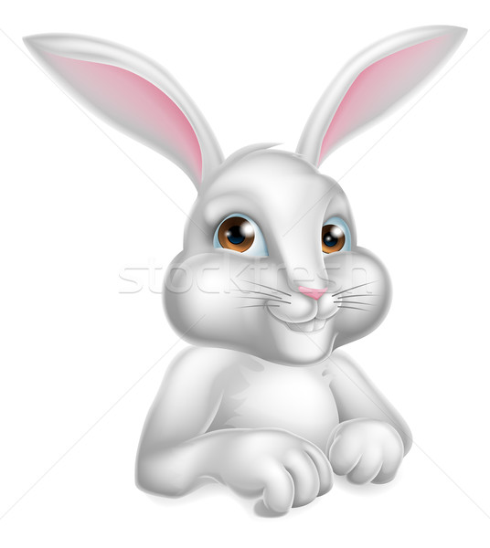 Foto stock: Blanco · Conejo · de · Pascua · conejo · cute · Cartoon · diseno