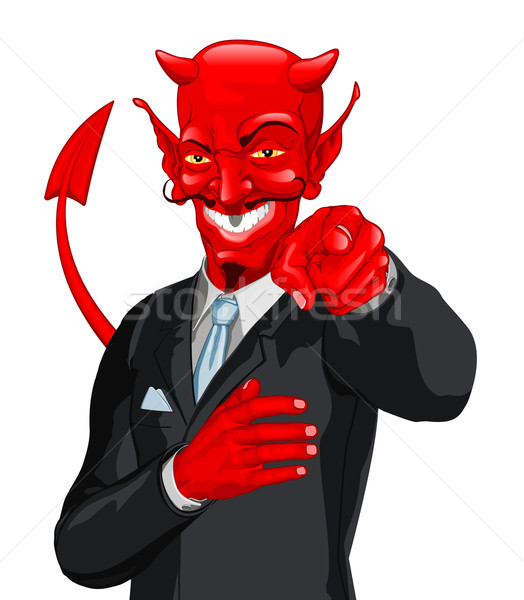 Stock photo: Devil business man wants you
