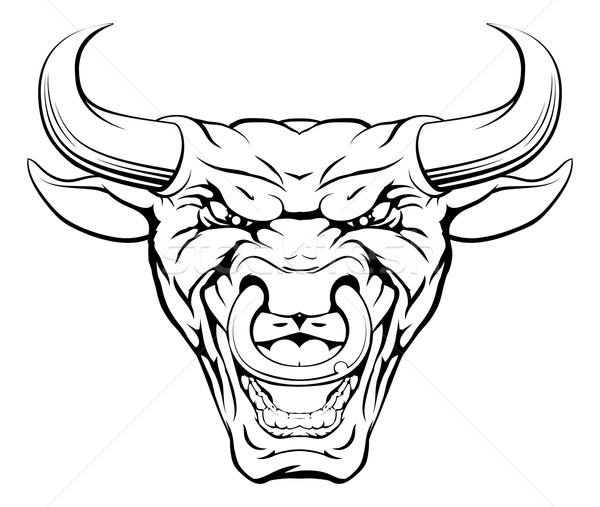 Stock photo: Tough Bull Mascot Face
