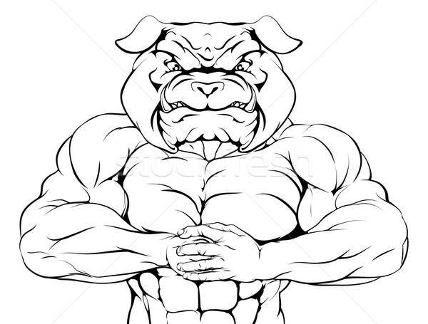 Stock foto: Bulldogge · Maskottchen · Zeichen · Sport · bereit · Kampf